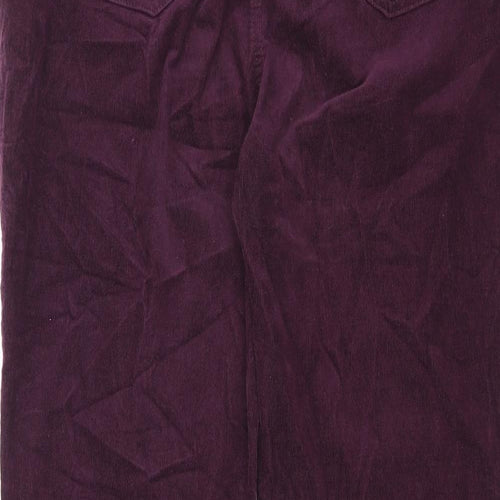 Marks and Spencer Womens Purple Cotton Trousers Size 20 L29 in Regular Zip