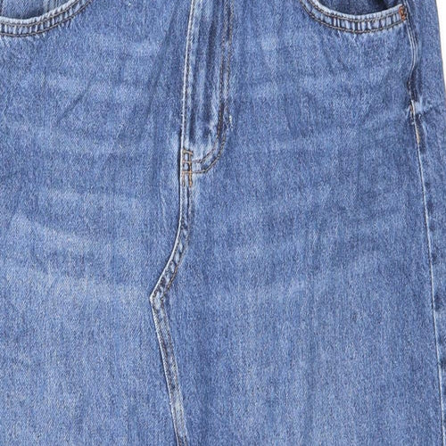 Marks and Spencer Womens Blue Cotton Maxi Skirt Size 12 Zip