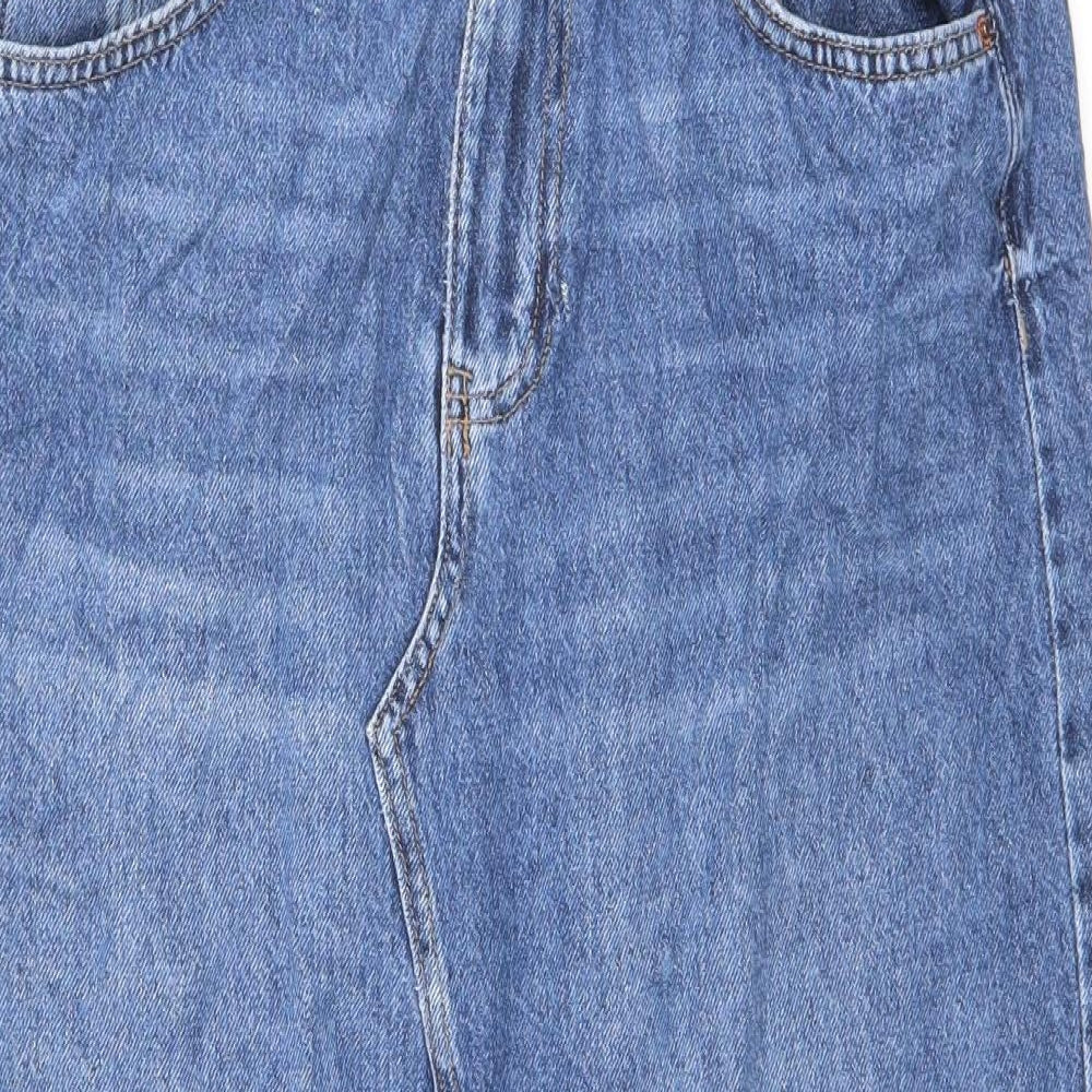 Marks and Spencer Womens Blue Cotton Maxi Skirt Size 12 Zip