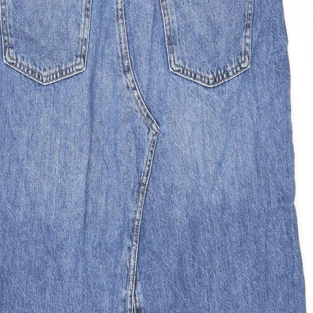 Marks and Spencer Womens Blue Cotton Maxi Skirt Size 12 Zip