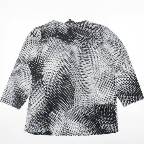 Elite Womens Grey Geometric Polyester Basic Blouse Size 12 Round Neck