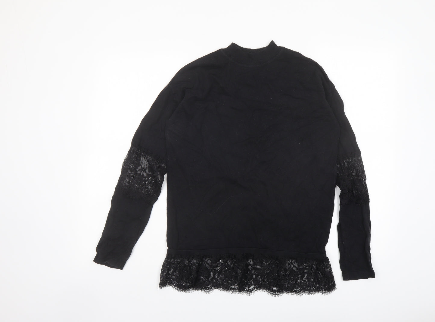 NEXT Womens Black Mock Neck Camel Pullover Jumper Size 10