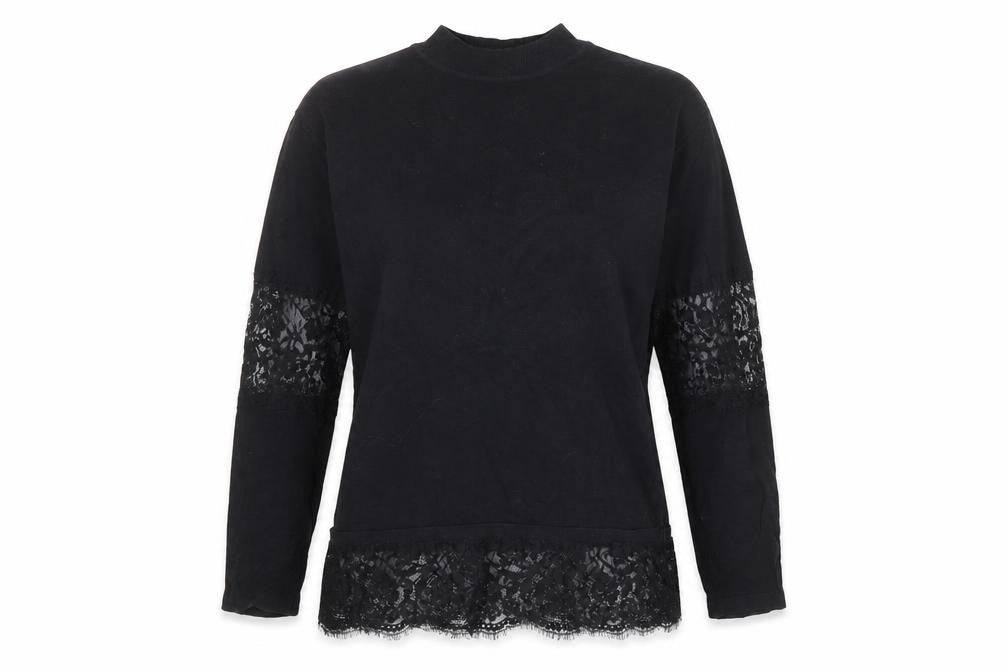 Front view of Next women’s black mock neck camel jumper, size UK 10