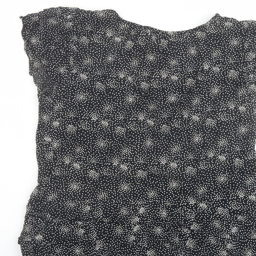 Monsoon Womens Black Geometric Viscose Basic Blouse Size 12 Round Neck
