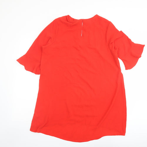Be You Womens Red Polyester Basic Blouse Size 14 Round Neck