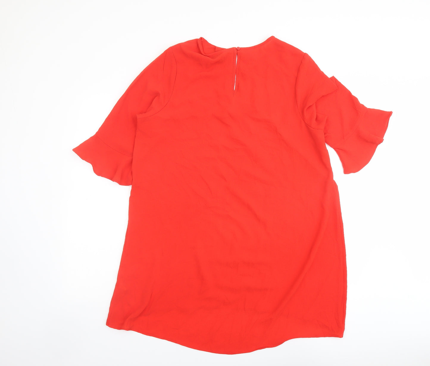Be You Womens Red Polyester Basic Blouse Size 14 Round Neck