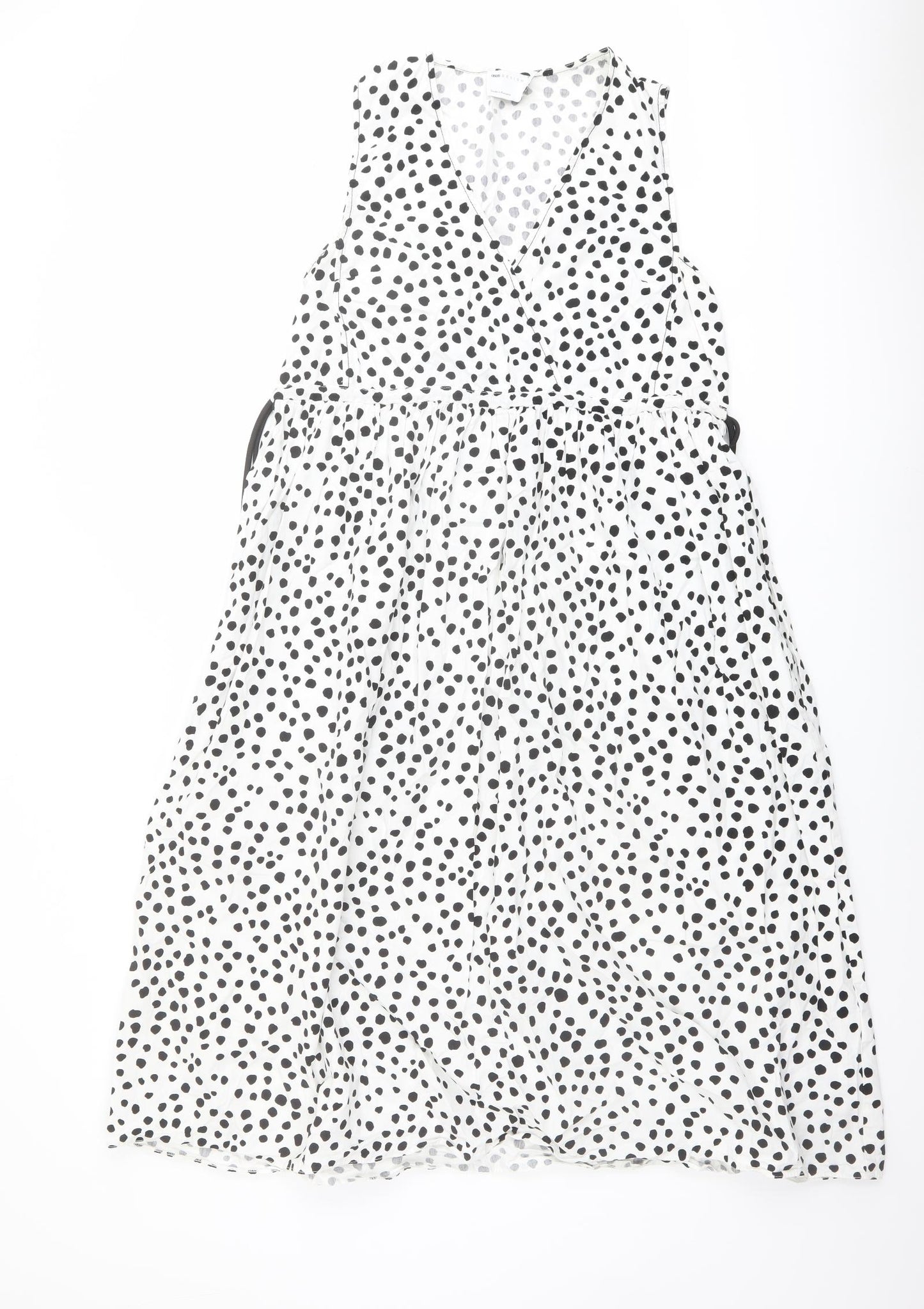 ASOS Womens White Animal Print Cotton A-Line Size 10 V-Neck Pullover - Dalmatian pattern