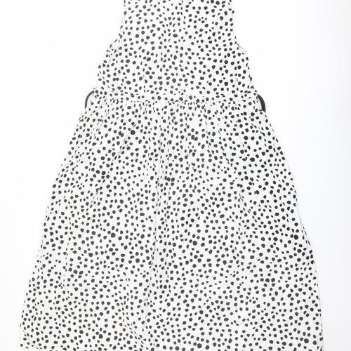 ASOS Womens White Animal Print Cotton A-Line Size 10 V-Neck Pullover - Dalmatian pattern