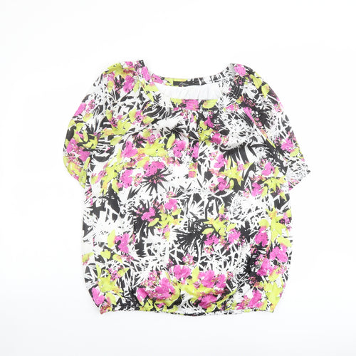 Bonmarché Womens Multicoloured Geometric Polyester Basic Blouse Size 18 Round Neck