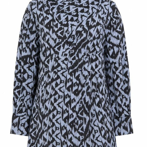 Topshop Womens Blue Geometric Viscose A-Line Size 12 High Neck Zip
