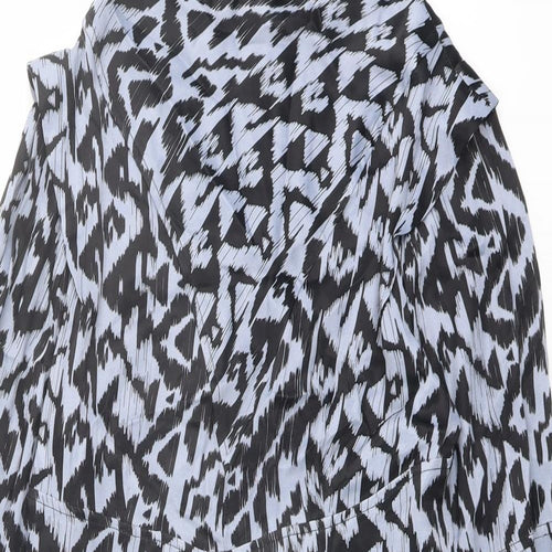 Topshop Womens Blue Geometric Viscose A-Line Size 12 High Neck Zip