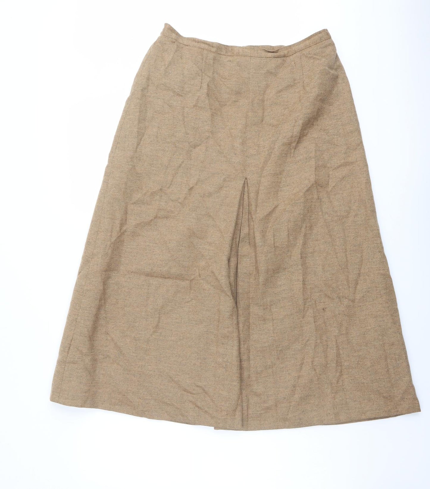 Equorian Womens Beige Wool A-Line Skirt Size 14 Zip