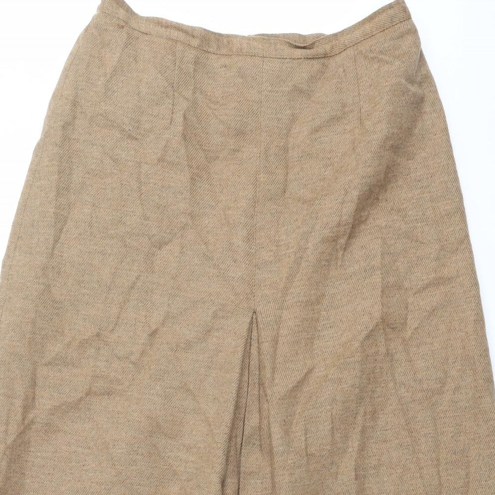 Equorian Womens Beige Wool A-Line Skirt Size 14 Zip