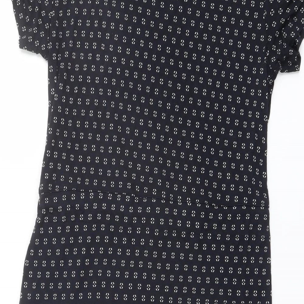 H&M Womens Blue Geometric Viscose T-Shirt Dress Size M Round Neck Pullover