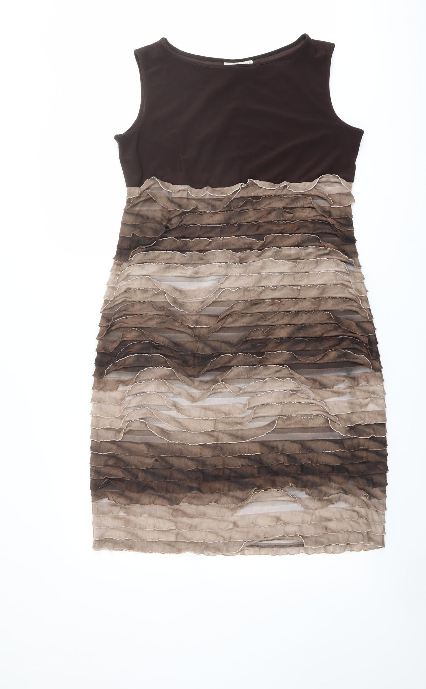 Ronni Nicole Womens Brown Polyester Bodycon Size 16 Round Neck Pullover - Ombre