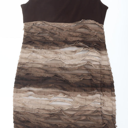 Ronni Nicole Womens Brown Polyester Bodycon Size 16 Round Neck Pullover - Ombre