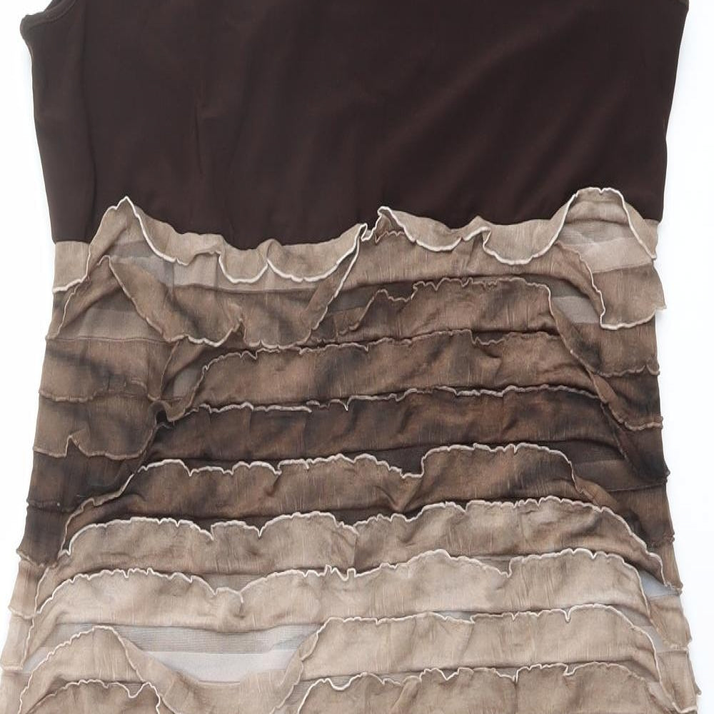 Ronni Nicole Womens Brown Polyester Bodycon Size 16 Round Neck Pullover - Ombre