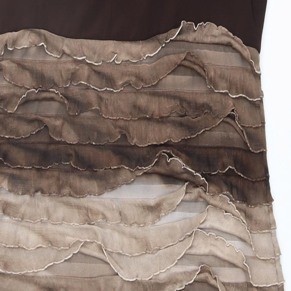 Ronni Nicole Womens Brown Polyester Bodycon Size 16 Round Neck Pullover - Ombre