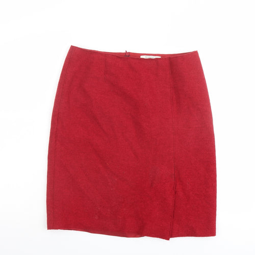 Marella Womens Red Wool A-Line Skirt Size 10 Zip