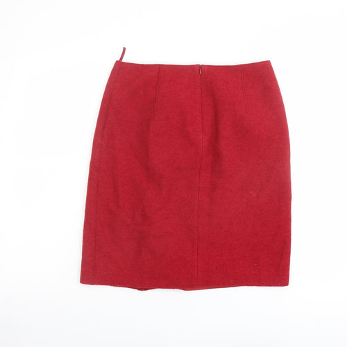 Marella Womens Red Wool A-Line Skirt Size 10 Zip
