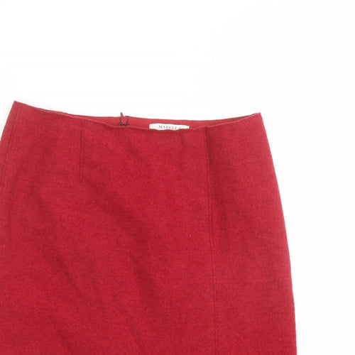Marella Womens Red Wool A-Line Skirt Size 10 Zip