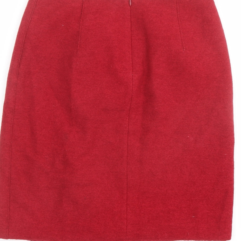 Marella Womens Red Wool A-Line Skirt Size 10 Zip
