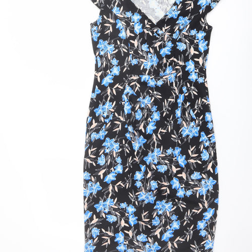Dorothy Perkins Womens Multicoloured Floral Polyester Pencil Dress Size 12 V-Neck Pullover