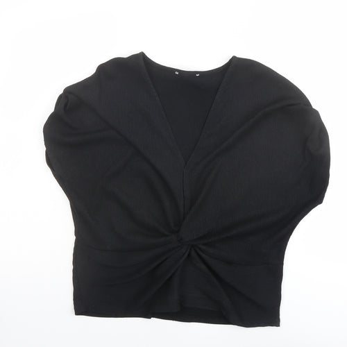 Marks and Spencer Womens Black Polyester Basic Blouse Size 14 V-Neck