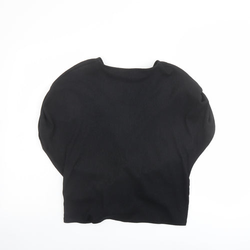 Marks and Spencer Womens Black Polyester Basic Blouse Size 14 V-Neck