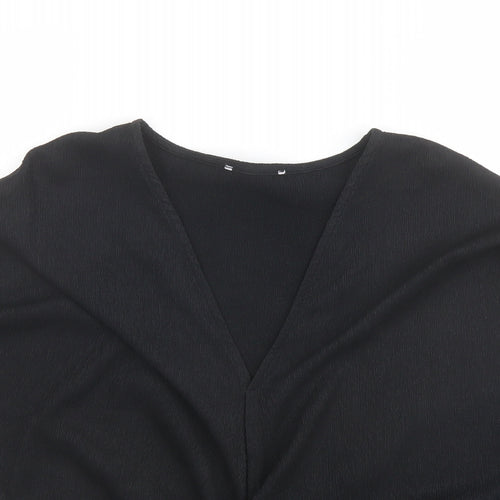 Marks and Spencer Womens Black Polyester Basic Blouse Size 14 V-Neck