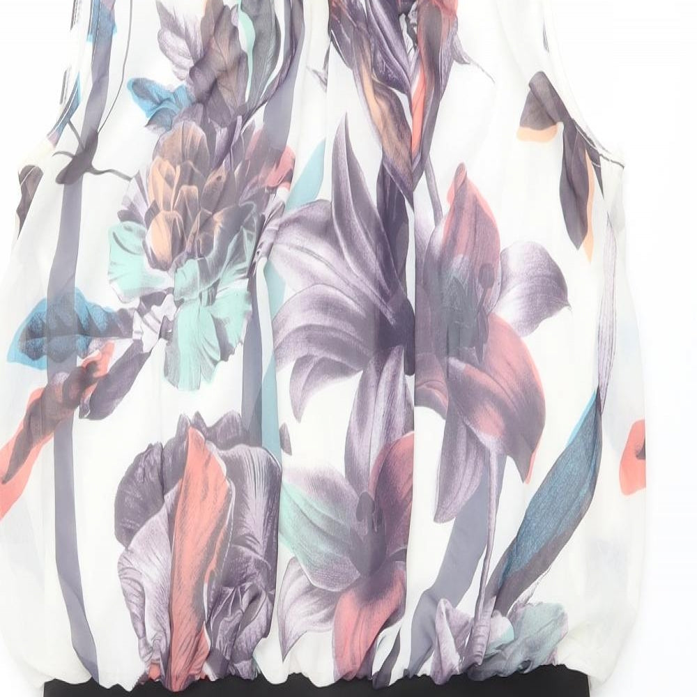 Quiz Womens Black Polyester Pencil Dress Size 14 Round Neck Pullover - Floral