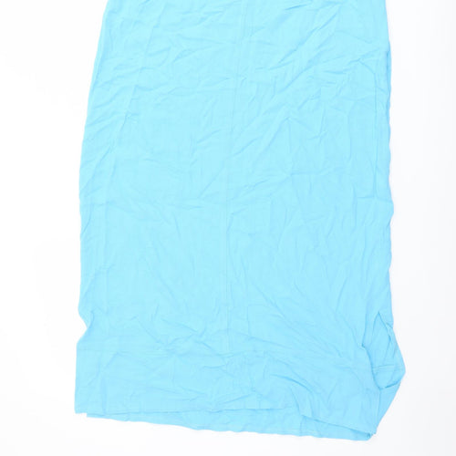 Wallis Womens Blue Viscose A-Line Skirt Size 14 Zip