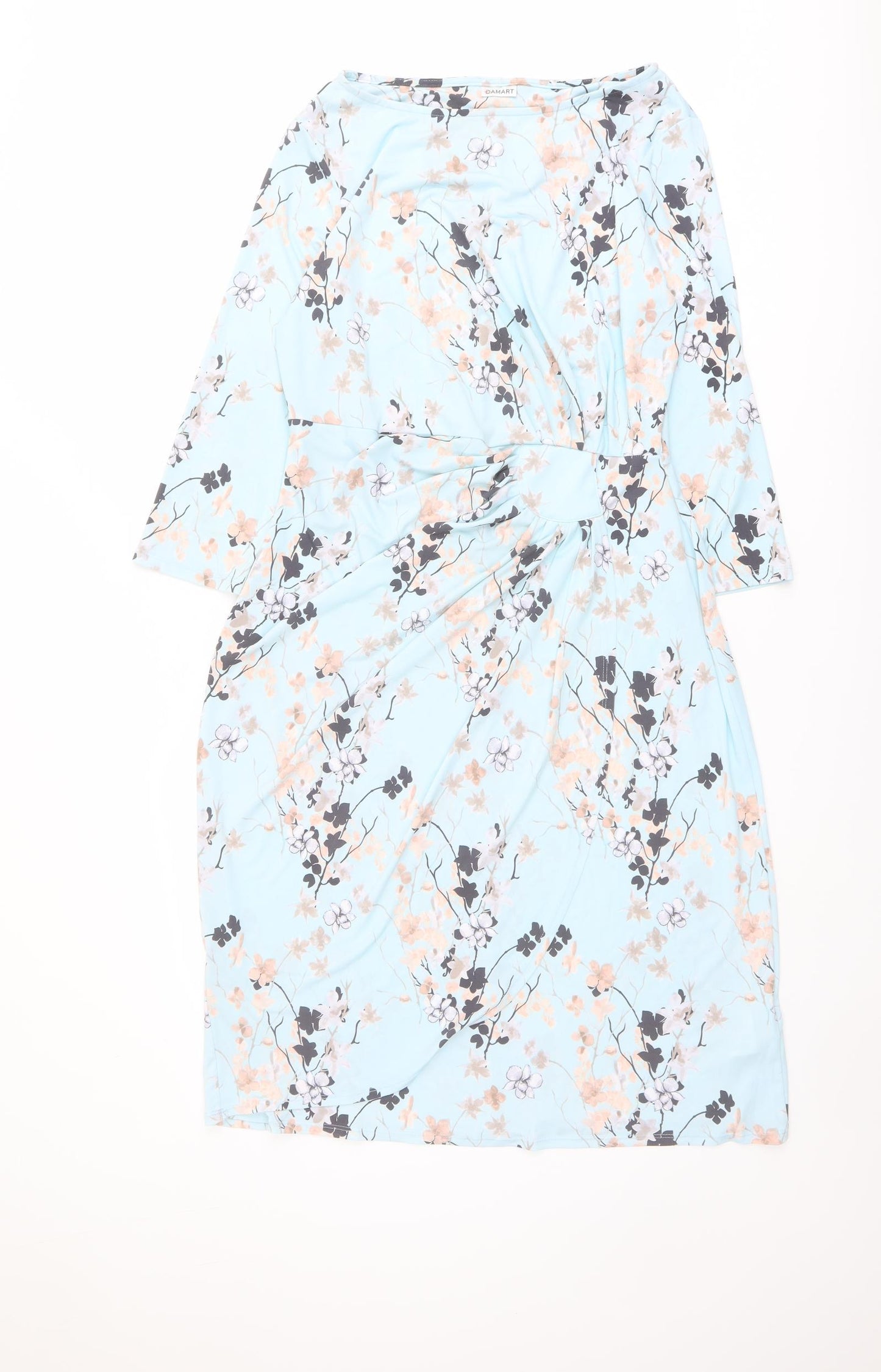 Damart Womens Blue Floral Polyester Pencil Dress Size 14 Boat Neck Pullover