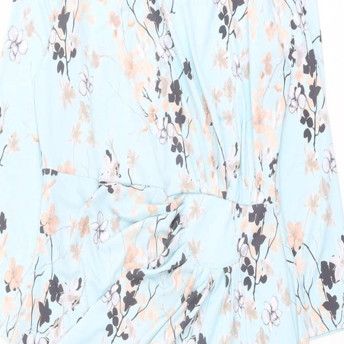 Damart Womens Blue Floral Polyester Pencil Dress Size 14 Boat Neck Pullover