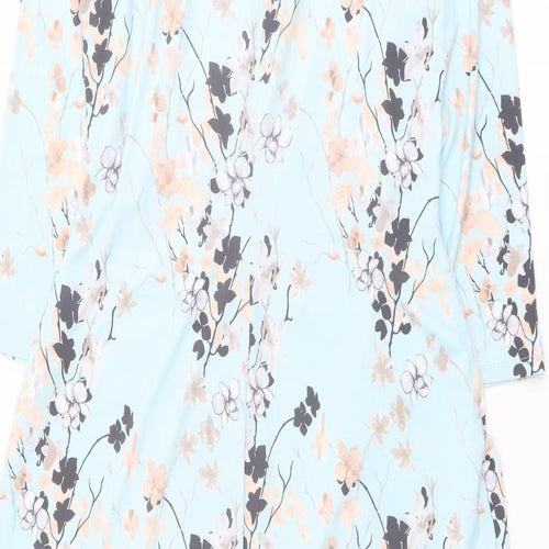 Damart Womens Blue Floral Polyester Pencil Dress Size 14 Boat Neck Pullover