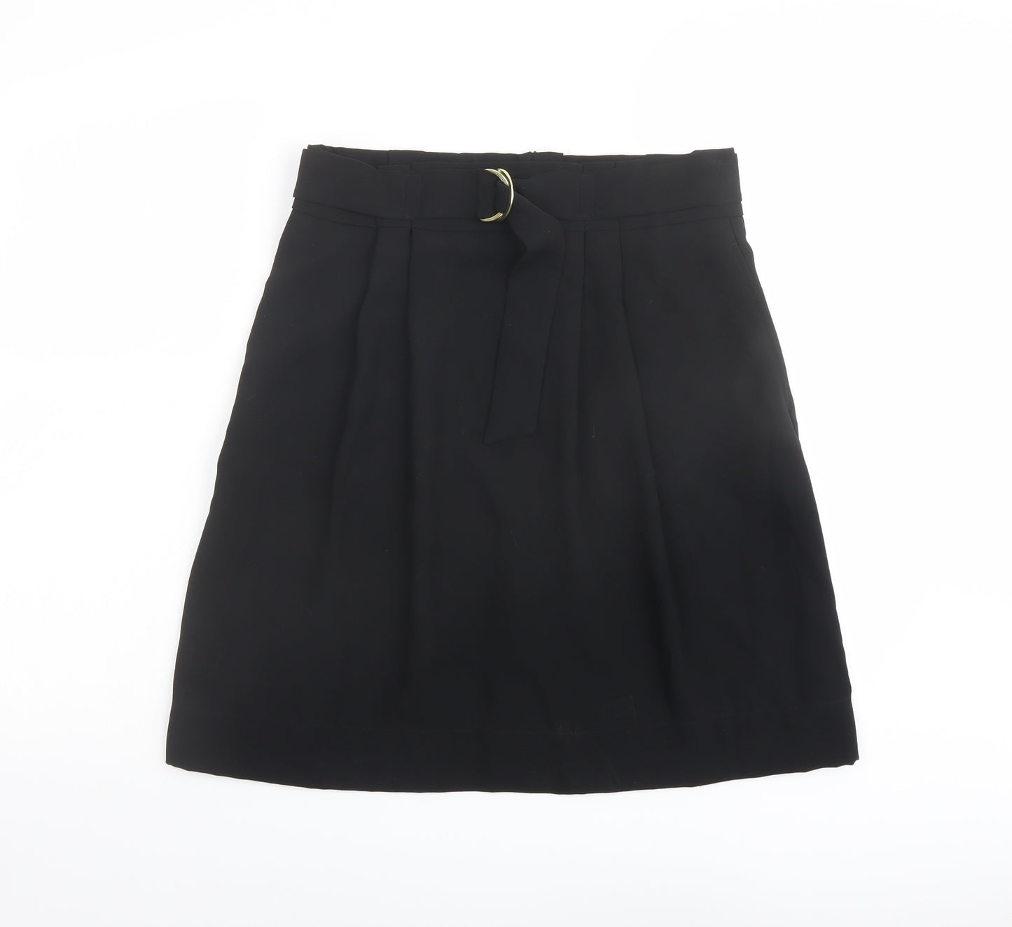 H&M Womens Black Polyester A-Line Skirt Size 12 Zip