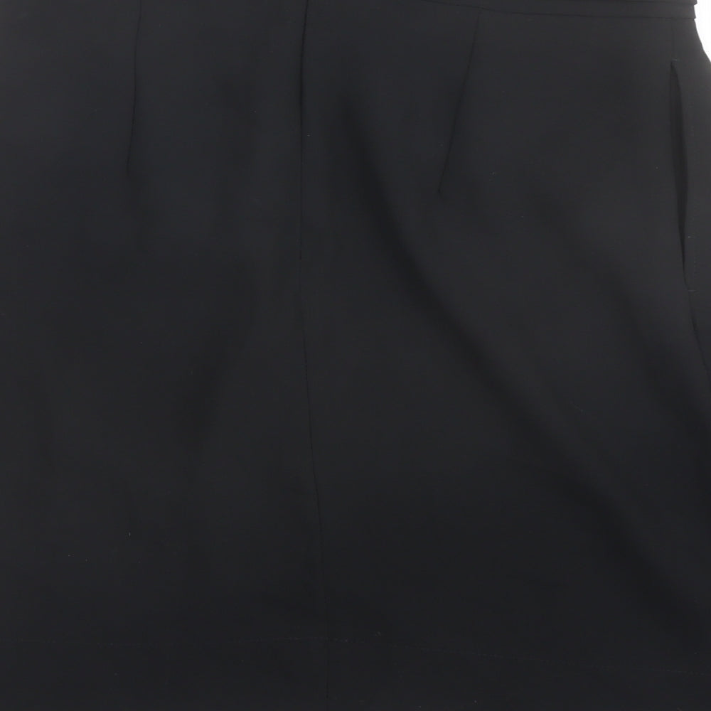 H&M Womens Black Polyester A-Line Skirt Size 12 Zip