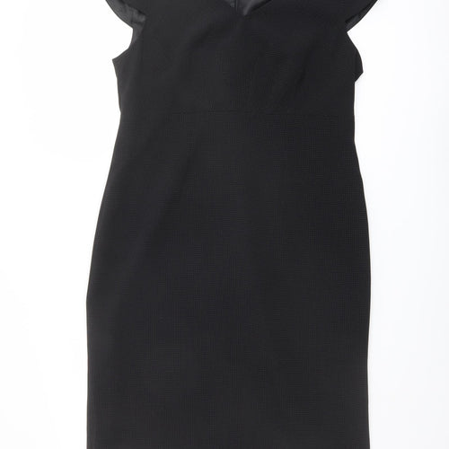 Planet Womens Black Polyester Pencil Dress Size 12 V-Neck Zip