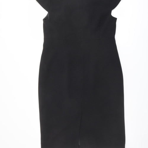 Planet Womens Black Polyester Pencil Dress Size 12 V-Neck Zip