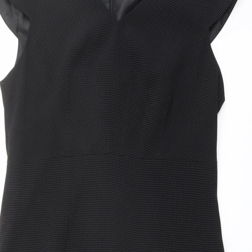 Planet Womens Black Polyester Pencil Dress Size 12 V-Neck Zip