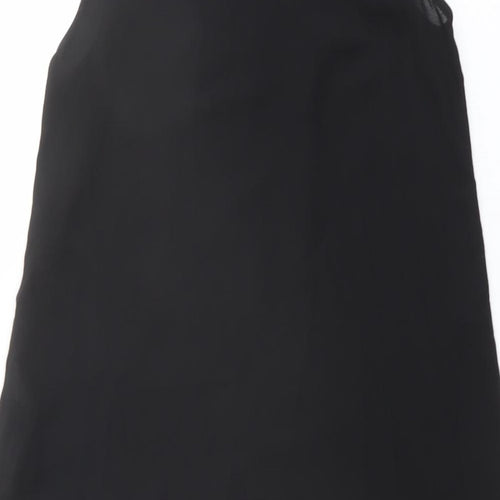 Zara Womens Black Polyester Shift Size XS Mock Neck Button - Mesh Detail