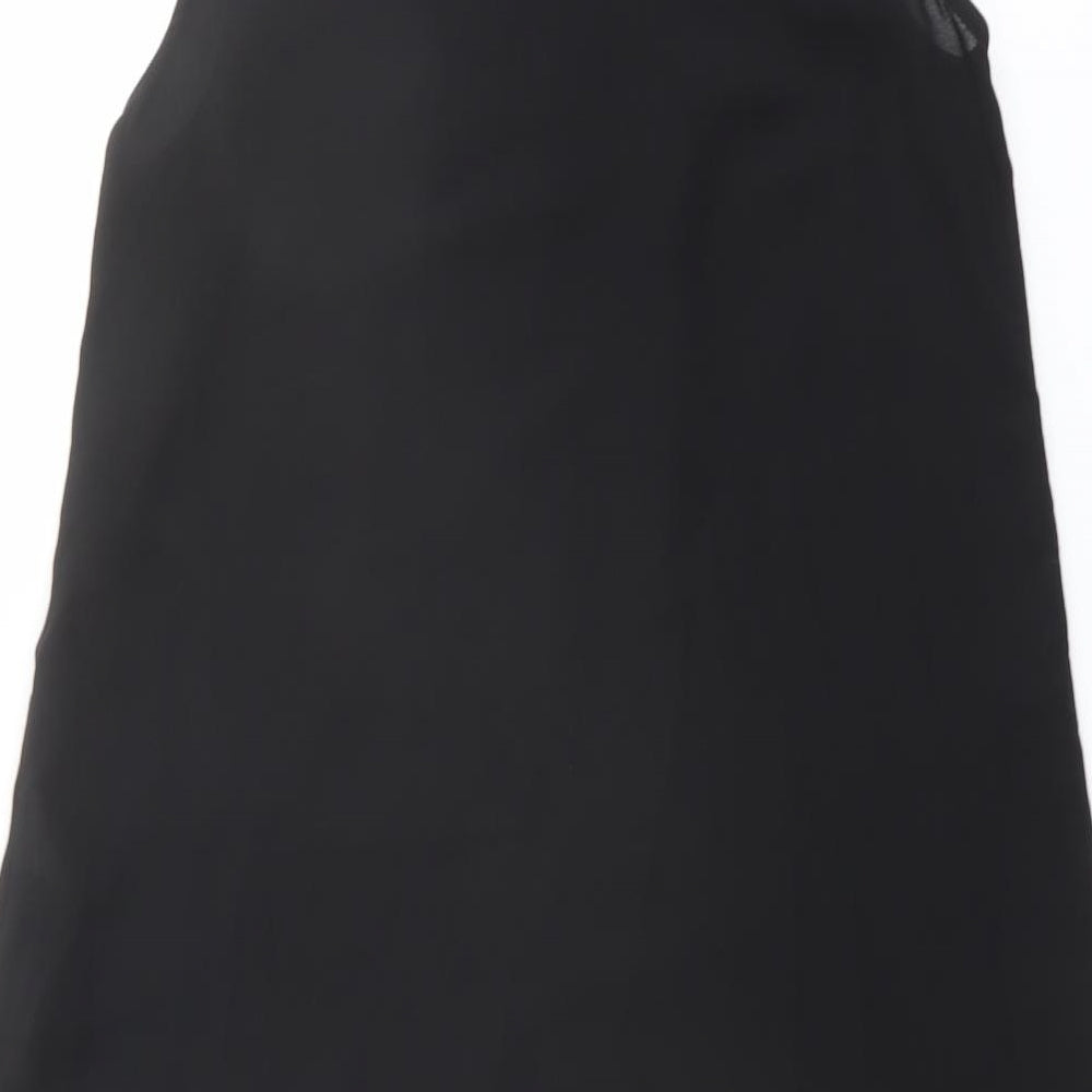 Zara Womens Black Polyester Shift Size XS Mock Neck Button - Mesh Detail