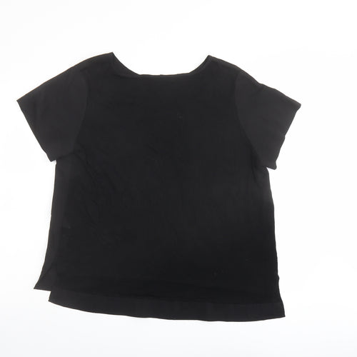 French Connection Womens Black Polyester Basic T-Shirt Size XL Round Neck