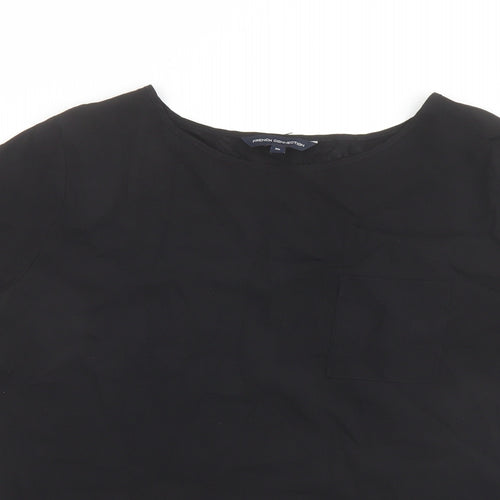 French Connection Womens Black Polyester Basic T-Shirt Size XL Round Neck