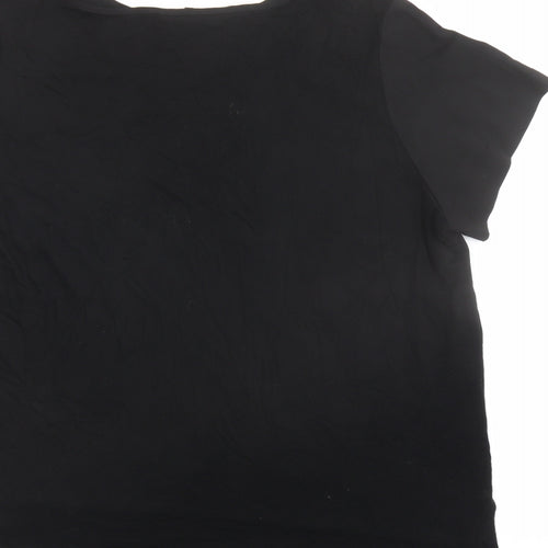 French Connection Womens Black Polyester Basic T-Shirt Size XL Round Neck