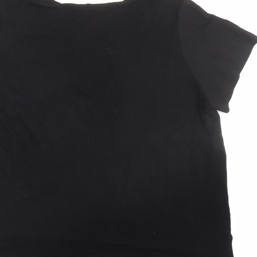 French Connection Womens Black Polyester Basic T-Shirt Size XL Round Neck
