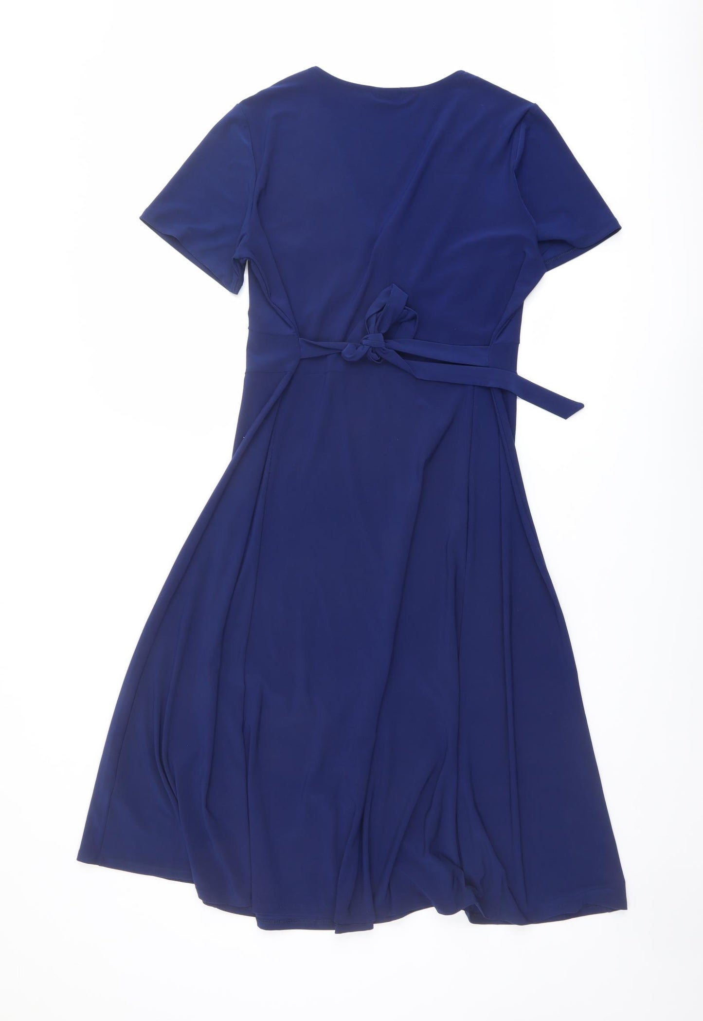 Damart Womens Blue Polyester Shift Size 14 V-Neck Pullover