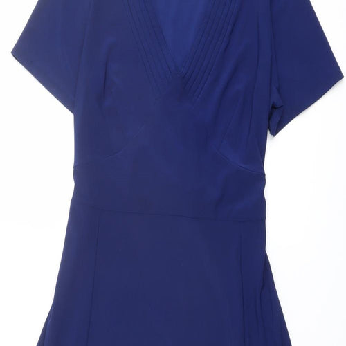 Damart Womens Blue Polyester Shift Size 14 V-Neck Pullover