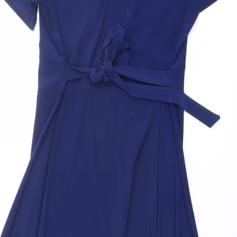 Damart Womens Blue Polyester Shift Size 14 V-Neck Pullover