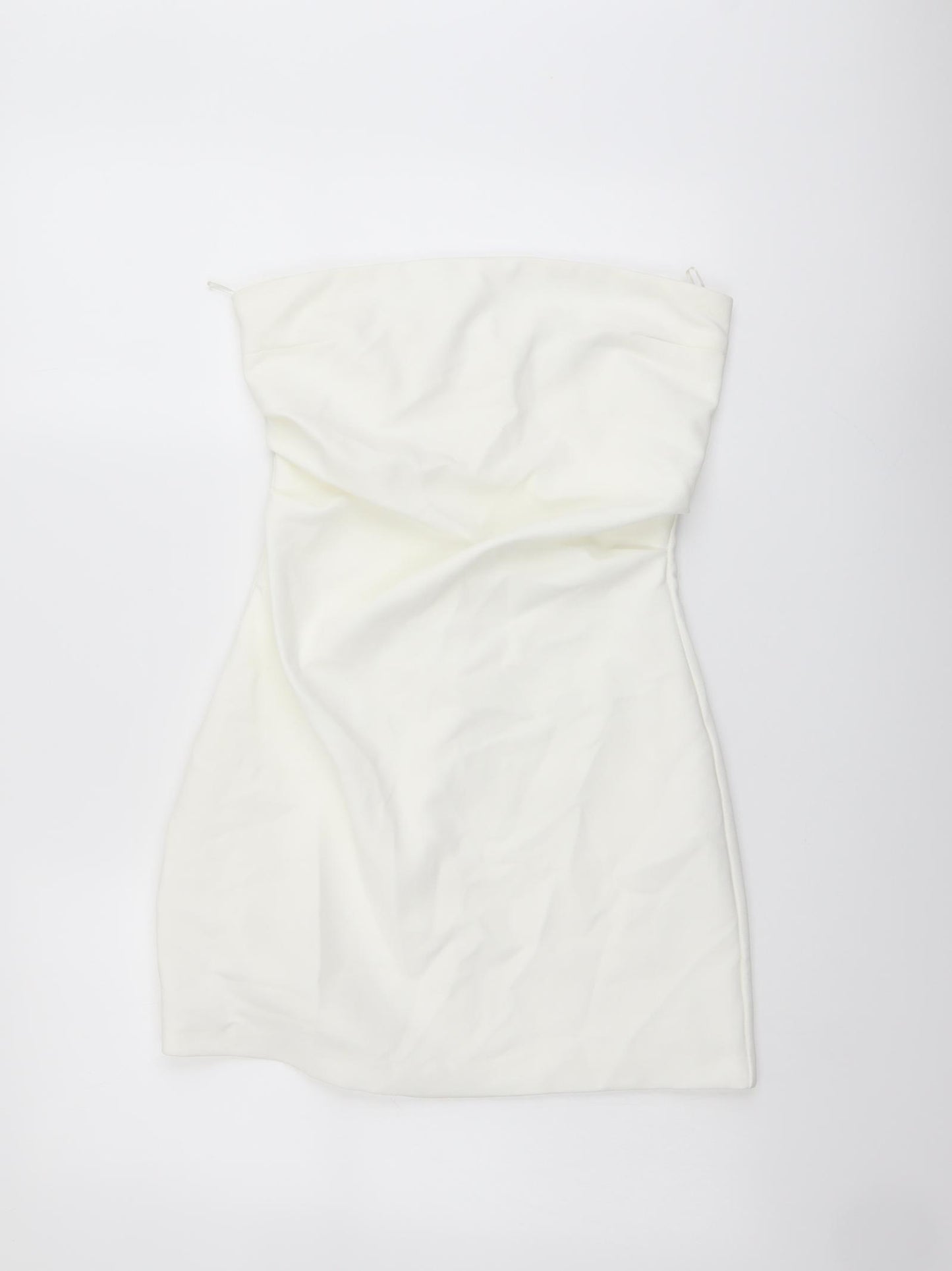 Zara Womens Ivory Polyester Mini Size S Off the Shoulder Zip